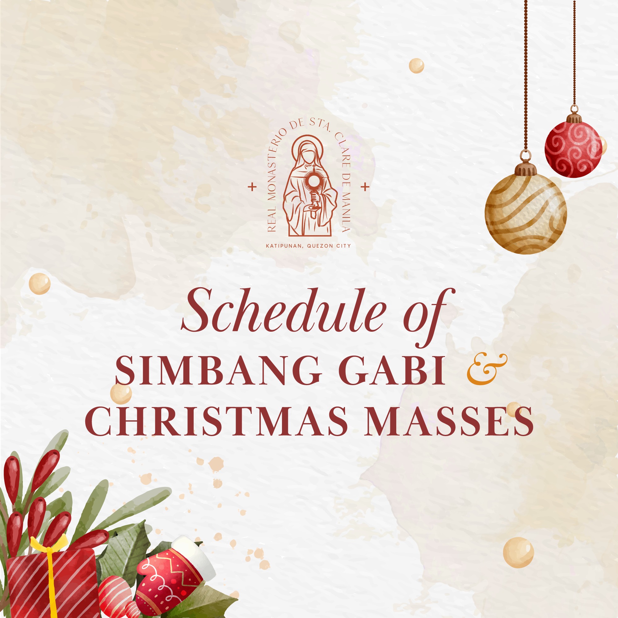 SCHEDULE OF SIMBANG GABI & CHRISTMAS MASSES 2022/2023